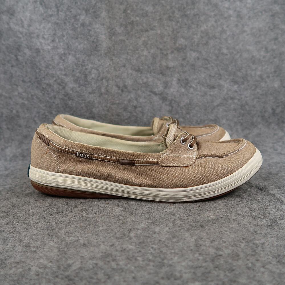 Keds Shoes Womens 7.5 Boat Sneaker Slip On Casual Comfort Two Eye Moc Toe Brown